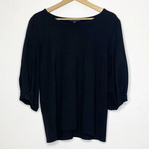 Eloquii Black Boatneck Blouse 3/4 Sleeve Drape Top Plus Size 16 Office Workwear